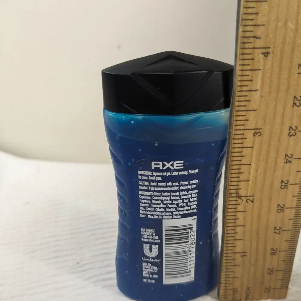 Axe Shock Glacier Water+deep sea mint shower Gel body wash Mini‎ travel size 90%